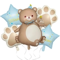 Set di palloncini orso opaco con stelle blu e impronte per decoro di compleanno - Stile Orso Marrone e Stella Blu (5934799578737)