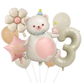 Dettaglio set palloncini compleanno orsetto 3 anni con numero 3 e decorazioni - Orso Bianco Latte Stile 3