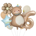 Dettaglio del set palloncini orsetto e margherita per decorazione 6° compleanno bimbi - Orso Marrone Stile 6