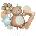 Dettaglio del set di palloncini opachi orsetto e margherita per il 7° compleanno bimbi - Orso Marrone Stile 7