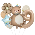 Dettagli del set di palloncini orso opaco e margherita per decorazione 9° compleanno - Orso Marrone Stile 9