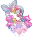 Kit palloncini 3° compleanno sfumato pastello con farfalla e numero 3 in alluminio - Tema 3 Anni (Set Palloncini Farfalla Rosa 3)
