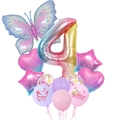 Set di palloncini farfalla sfumata blu e numero 4 per decorazioni di festa di compleanno - Tema 4 Anni (Set Palloncini Farfalla Rosa 4)