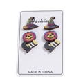 Set de boucles d'oreilles Halloween en bois avec chapeau, citrouille et jambes - Motif de Citrouille
