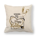 Federa pasquale in lino con illustrazione di coniglio e scritta Happy Easter - Coniglio Wishing you a Happy Easter (4)