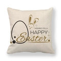 Federa per cuscino pasquale in lino con coniglio dorato e testo Happy Easter su sfondo bianco - Coniglio Dorato a Forma di Uovo Wishing you Happy Easter (6)