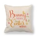 Detail of Easter linen pillowcase with bunny silhouette and colorful egg pattern - Yellow Bunny and Holiday Wishes (13)