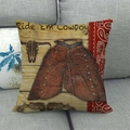 Detail of vintage cowboy linen pillow case featuring chaps and bull skull design - Cowboy Slogan & Chaps Style (14)