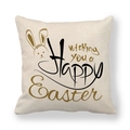 Federa per cuscino pasquale in lino con coniglio e scritta dorata 'Happy Easter' - Lettera Wishing you a Happy Easter (5)