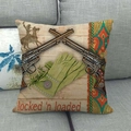 Vintage western cowboy linen throw pillow cover with revolvers and horse silhouette - Crossed Pistols Style (1)