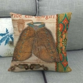 Vintage Western cowboy linen pillow cover featuring chaps and turquoise accents - Western Chaps & Bull Skull Style (3)