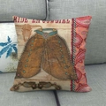 Detailed close-up of a western denim linen pillowcase on a grey fabric sofa in a home setting - Ride The Wind Chaps Style (6)