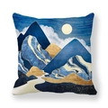 Détail de la housse de coussin peau de pêche avec motif soleil et montagne marbré - Shanshui Abstrait Moderne (32)