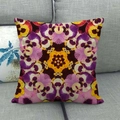 Close-up of geometric kaleidoscope floral pillowcase with violet and yellow patterns - Purple Yellow Red Kaleidoscope Pansy (10)