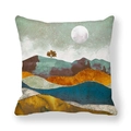 Détail de la taie d'oreiller en peau de pêche avec motifs marbrés de soleil et paysages - Paysage à Texture de Vague (34)