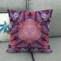 Linen decorative throw pillow cover with geometric purple and magenta kaleidoscope pattern - Purple Red Kaleidoscope Leaves (11)