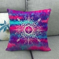 Detail of bohemian mandala throw pillowcase with tie-dye pattern on a grey sofa - Purple Blue Tie-dye Mandala (6)