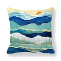 Detalle macro de funda de almohada en piel de melocotón con sol y paisaje de mármol - Estilo Paisaje de Amanecer Abstracto Nórdico (37) / 45x45cm