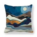 Abstracte berg- en zonlandschap kussensloop gemaakt van zachte perzikhuid stof - Brons Goud Abstract Landschap (4)