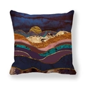 Square peach skin pillowcase with abstract marble mountain landscape and sun design - Starry Sky Golden Sun Abstract Style (4) / 45x45cm
