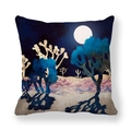 Funda de cojín cuadrada de piel de melocotón con paisaje nocturno de mármol y luna - Estilo Luna Llena Cielo Estrellado de Ensueño (8) / 45x45cm
