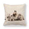 Vista detallada de la textura de lino y estampado realista de conejo de Pascua en la funda - Young Rabbits Collection
