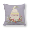 Détail de la taie d'oreiller de Pâques en lin avec texture et motif d'œuf et d'oiseau - Œuf Décoratif Violet (17)