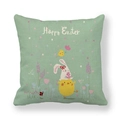 Détail de la taie d'oreiller en lin de Pâques avec texte Happy Easter et animaux - Style Lapins Empilés (18)
