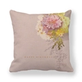 Detail der Kissenhülle aus Leinen mit Blumenmuster und Happy Birthday Schriftzug - Beige Rosa Blume HAPPY BIRTHDAY Stil (20)