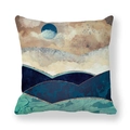 Square peach skin pillowcase with abstract marble texture and sun landscape design - Modern Abstract Mountains Moon Style (3) / 45x45cm
