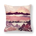 Peach skin pillowcase featuring a pink marble landscape design with mountains and sunset - Pink Purple Sunset Style (3) / 18x18 Inch