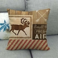 Kissenbezug aus Leinen mit Vintage-Hirsch-Silhouette und Waldmotiven für das Sofa - Elch Pfeil Frische Luft Stil