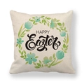 Linen Easter pillowcase featuring floral wreath design and Happy Easter text - Blue Green Floral Wreath (8)