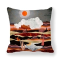 Funda de cojín paisaje desértico mármol con patrones de sol y cactus - Estilo Arte Abstracto Paisaje del Desierto (6) / 45x45cm