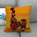 African woman portrait oil painting cushion cover on grey linen sofa for home decor - African Woman Art Style 4 (4) / 45x45cm