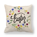 Linen Easter pillowcase featuring a floral wreath with Happy Easter text on beige base - Colorful Floral Ring Pattern (9)