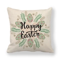 Linen Happy Easter pillowcase featuring painted eggs and floral patterns on white background - Black Script with Eggs (10)