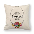 Oster-Kissenbezug aus Leinen mit Happy Easter Blumen-Ei-Muster und schwarzen Punkten - Schwarzer Punktierter Eierrahmen Blumenstil (6)