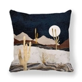 Funda de cojín con cactus dorados y desierto nocturno sobre tela suave piel de melocotón - Estilo Impresión de Arte Vista Nocturna del Desierto (9) / 45x45cm