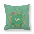 Housse de coussin de Pâques en lin vert menthe avec couronne florale et motif lapin - Lapin Couronne Vert Menthe (7)