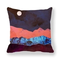 Housse de coussin en peau de pêche avec motif abstrait de montagne de marbre - Paysage Abstrait Rose Orange (11)