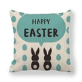 Oster-Kissenbezug aus Leinen mit blauen Eiern und Happy Easter Hasen-Motiv - Cyanfarbenes Dialogbox-Doppelhasenstil (10)