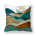 Housse de coussin abstraite avec texture marbre, paysage de montagne et soleil doré - Montagne Soleil Marbre (15)