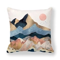Housse de coussin carrée avec motif montagne abstrait bleu marine et soleil rose - Montagne Rose Morandi (17)