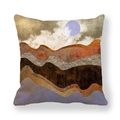 Funda de cojín de paisaje abstracto con textura de mármol dorado y una luna púrpura - 45x45 cm / Estilo Montañas Nubes con Sensación de Diseño (17)