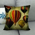 Vintage-Heißluftballon-Muster auf quadratischem Leinen-Kissenbezug für das Sofa - Multicolor Artistic Spray (11) / 45x45 cm