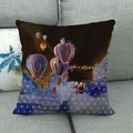 Quadratischer Leinen-Kissenbezug mit Ölgemälde-Motiv von Heißluftballons bei Nacht - Night Sky Hot Air Balloon (12) / 45x45 cm