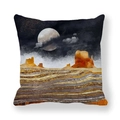 Funda de cojín decorativa de paisaje nocturno del desierto con luna y estrellas - 45x45 cm / Estilo Arte de Paisaje del Desierto a Altas Horas de la Noche (19)