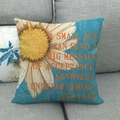 Detailed texture of sunflower linen pillowcase on a grey fabric sofa for home decor - Sunflower Art Print Style (5)
