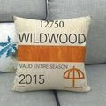 Retro linen pillowcase with Wildwood print on a grey sofa for home decor styling - Wildwood Retro Sunshade Style (7)